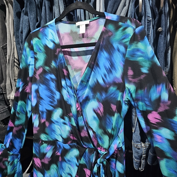 LONDON TIMES Pullover Wrap Dress Bell Sleeve Bottoms Size 10 Long Sleeve - Picture 11 of 14